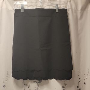 Elegant Black Scalloped Hem Skirt